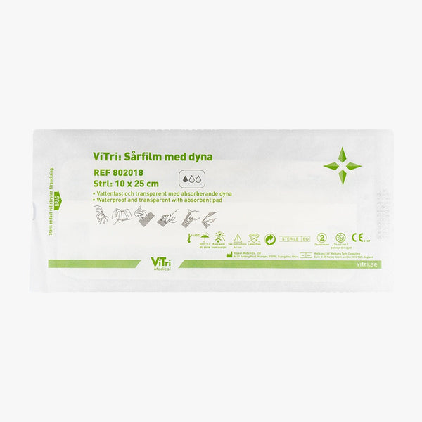 Vitri Sårfilm med dyna duschbar steril 10 x 25 cm 50 st